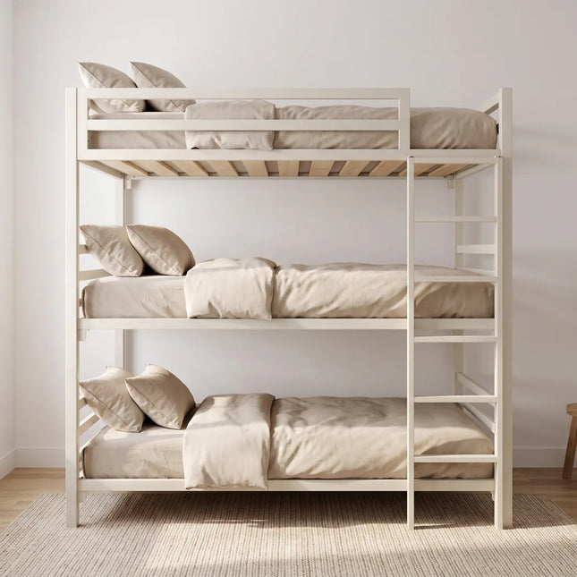 Litera Triple para Niños y Adultos - Estilo Industrial - Acero Negro - Casa Ferro