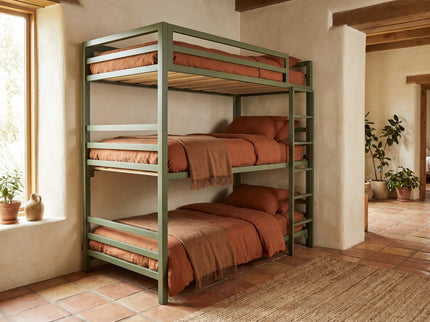 Litera Triple para Niños y Adultos - Estilo Industrial - Acero Negro - Casa Ferro