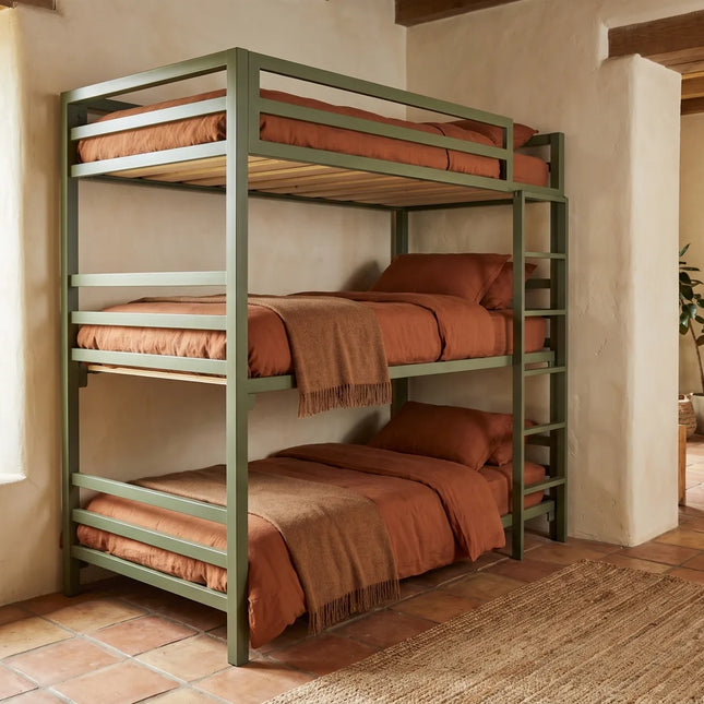 Litera Triple para Niños y Adultos - Estilo Industrial - Acero Negro - Casa Ferro