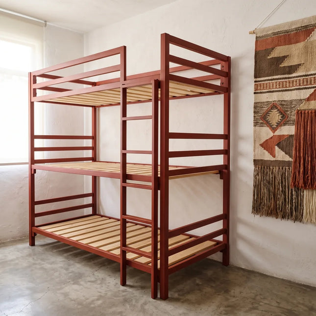 Litera Triple para Niños y Adultos - Estilo Industrial - Acero Negro - Casa Ferro