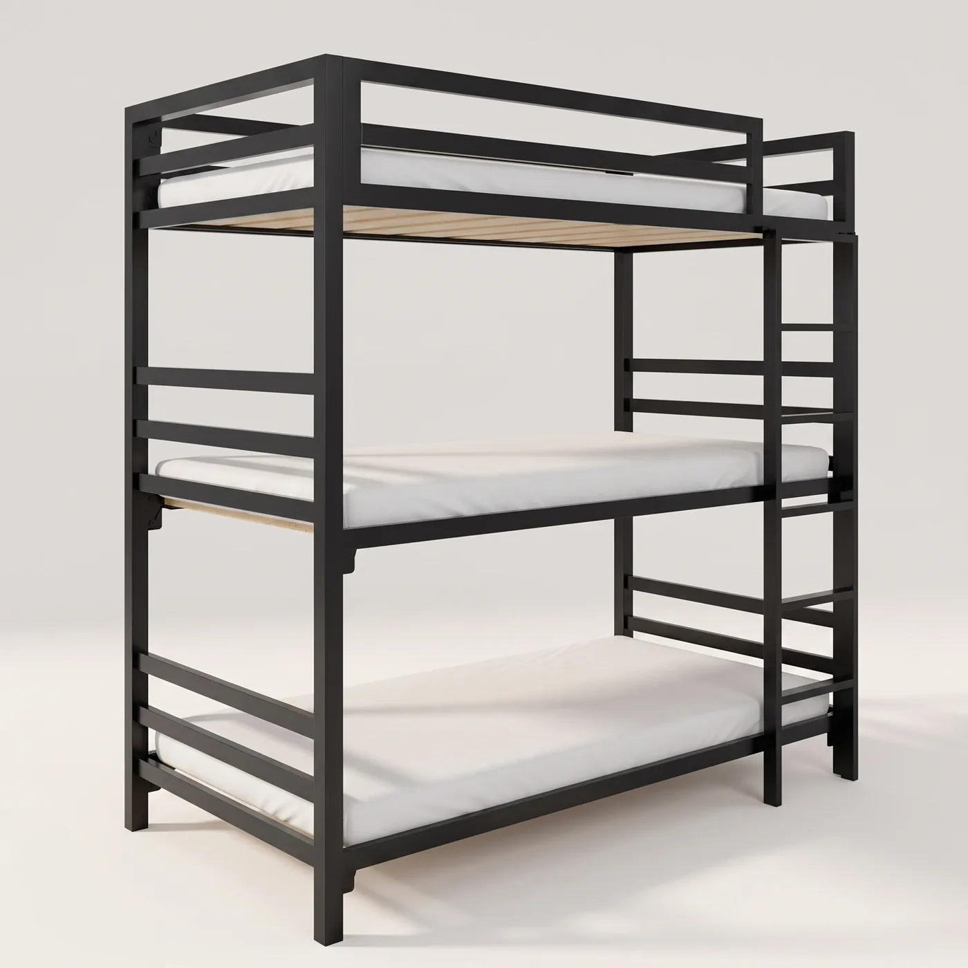 Litera Triple para Niños y Adultos - Estilo Industrial - Acero Negro