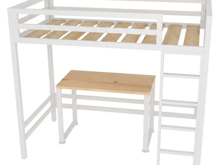 Litera con Escritorio de dos niveles - Estilo Industrial - Acero Negro Blanco - Casa Ferro