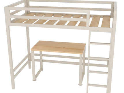Litera con Escritorio de dos niveles - Estilo Industrial - Acero Negro Hueso - Casa Ferro