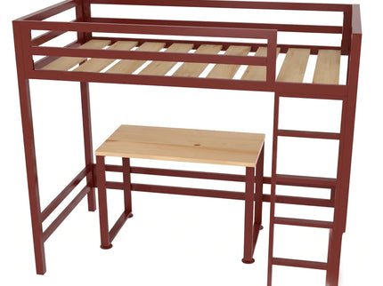 Litera con Escritorio de dos niveles - Estilo Industrial - Acero Negro Rojo óxido - Casa Ferro