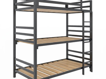 Litera Triple para Niños y Adultos - Estilo Industrial - Acero Negro Grafito - Casa Ferro