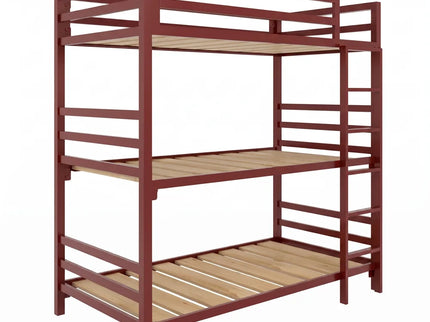Litera Triple para Niños y Adultos - Estilo Industrial - Acero Negro Rojo óxido - Casa Ferro