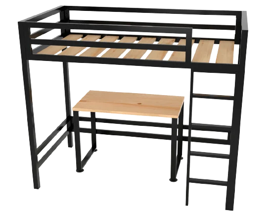 Litera con escritorio de acero — cama arriba, escritorio abajo