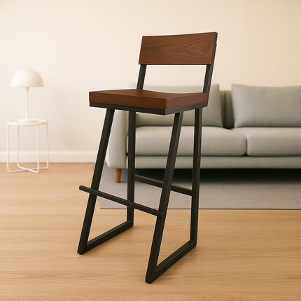 Banco de Acero y Madera con Respaldo y Reposapiés