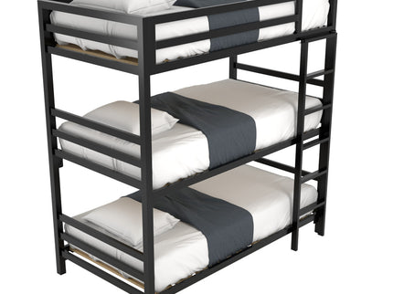 Litera Triple para Niños y Adultos - Estilo Industrial - Acero Negro - Casa Ferro