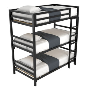 Litera Triple para Niños y Adultos - Estilo Industrial - Acero Negro - Casa Ferro