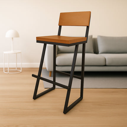 Banco de Acero y Madera con Respaldo y Reposapiés