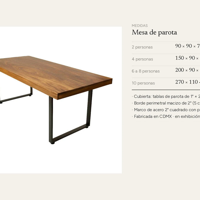 Mesa de Parota Natural para 4-8 Personas - Casa Ferro