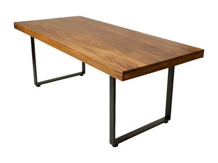 Mesa de parota con marco de acero cuadrado, foto de producto