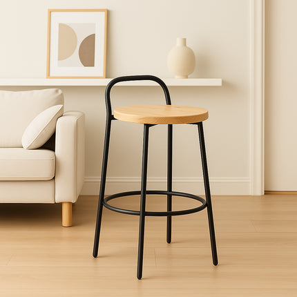 Banco Redondo con Respaldo de Acero y Madera