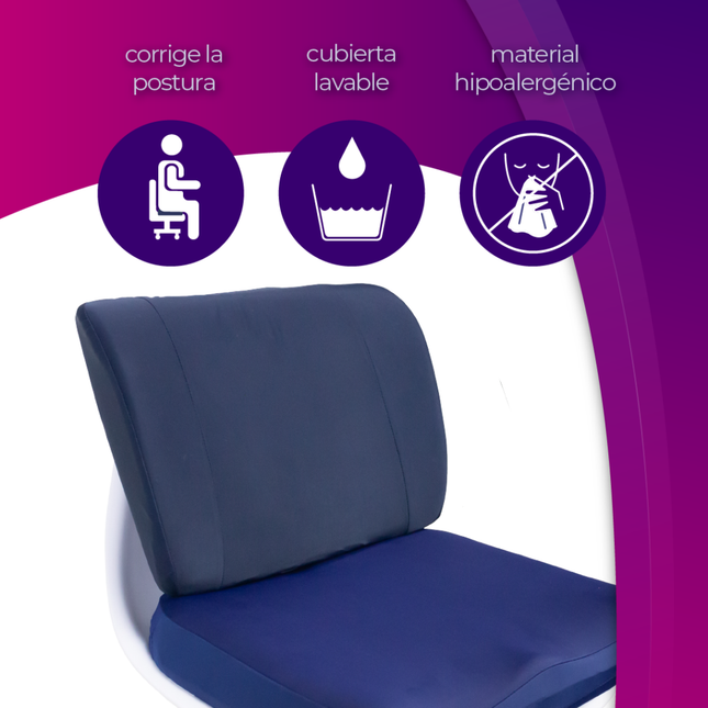 Cojín Soporte Lumbar Premium Memory Foam - Azul