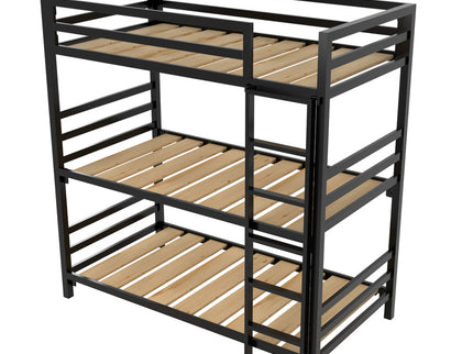 Litera Triple para Niños y Adultos - Estilo Industrial - Acero Negro - Casa Ferro