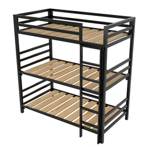 Litera Triple para Niños y Adultos - Estilo Industrial - Acero Negro - Casa Ferro