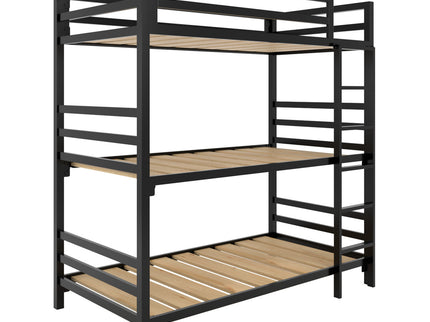 Litera Triple para Niños y Adultos - Estilo Industrial - Acero Negro - Casa Ferro