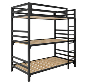 Litera Triple para Niños y Adultos - Estilo Industrial - Acero Negro - Casa Ferro